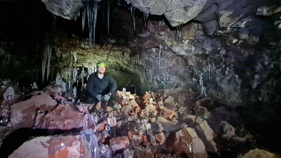 Geological Lava Tunnel Adventure - Arnarker Cave - Gear and warmth: helmets, headlamps, gloves, and cave-bred cold