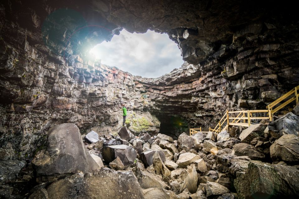 Reykjavik: Lava Cave, Hot Springs, and Waterfalls Tour - Entering the Viðgelmir Lava Cave: A Guided Walk Through Colored Rock