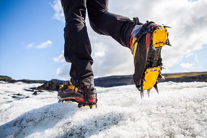 Sólheimajökull Glacier Hike – Adventure in a Small Group - Base Camp Setup: Harness, Crampons, Ice Axe, and Helmet